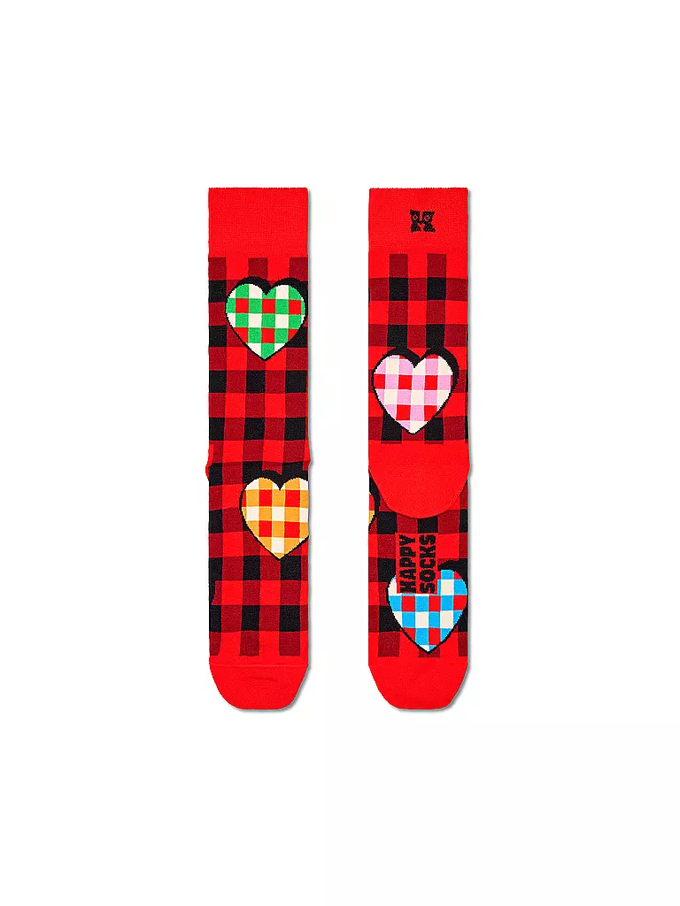 HAPPY SOCKS | Herren Socken CHECKED HEART 41-46 red | rot