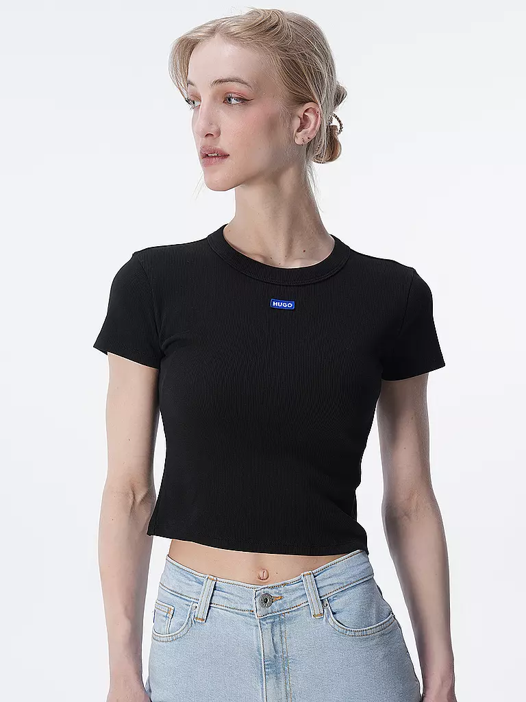 HUGO | T-Shirt Cropped Fit | schwarz