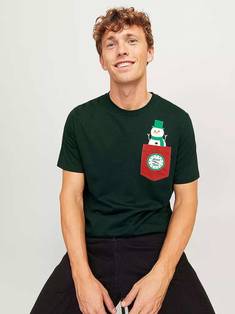 JACK & JONES | T-Shirt JJXMAS | dunkelblau