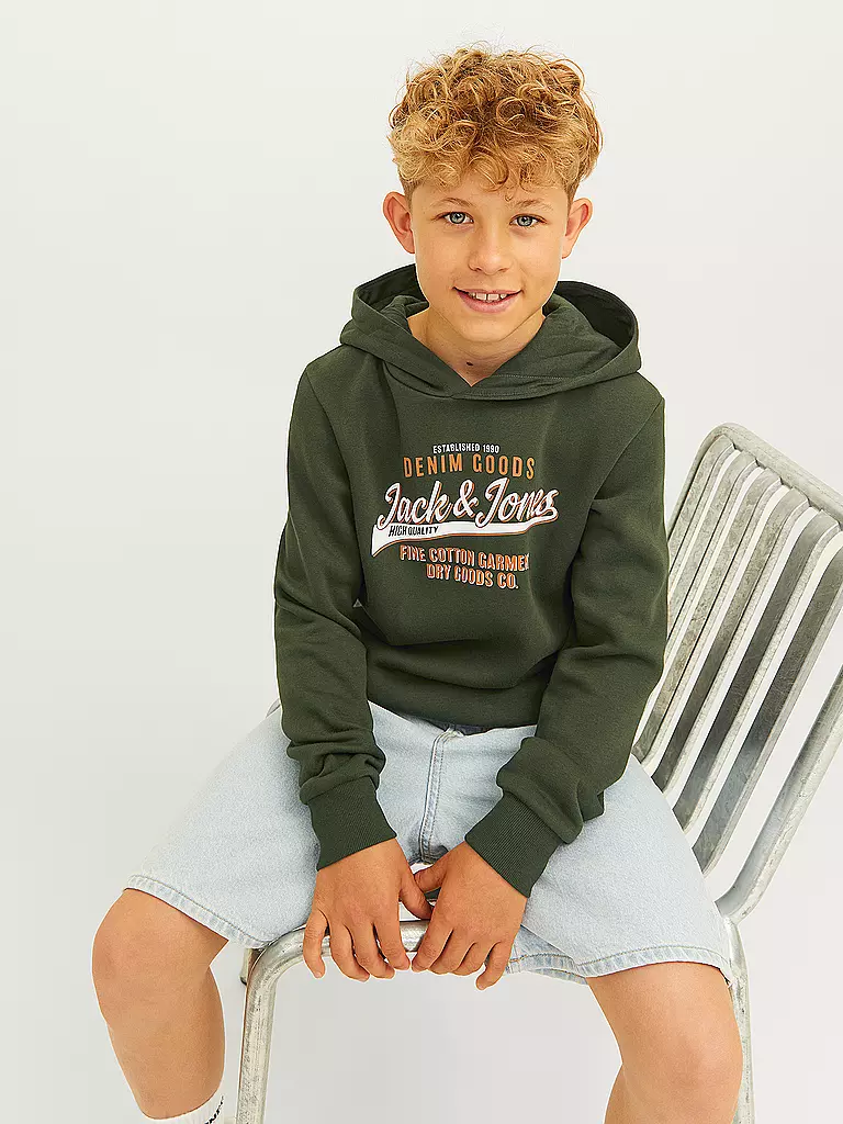 JACK & JONES | Jungen Kapuzensweater - Hoodie JJELOGO | olive