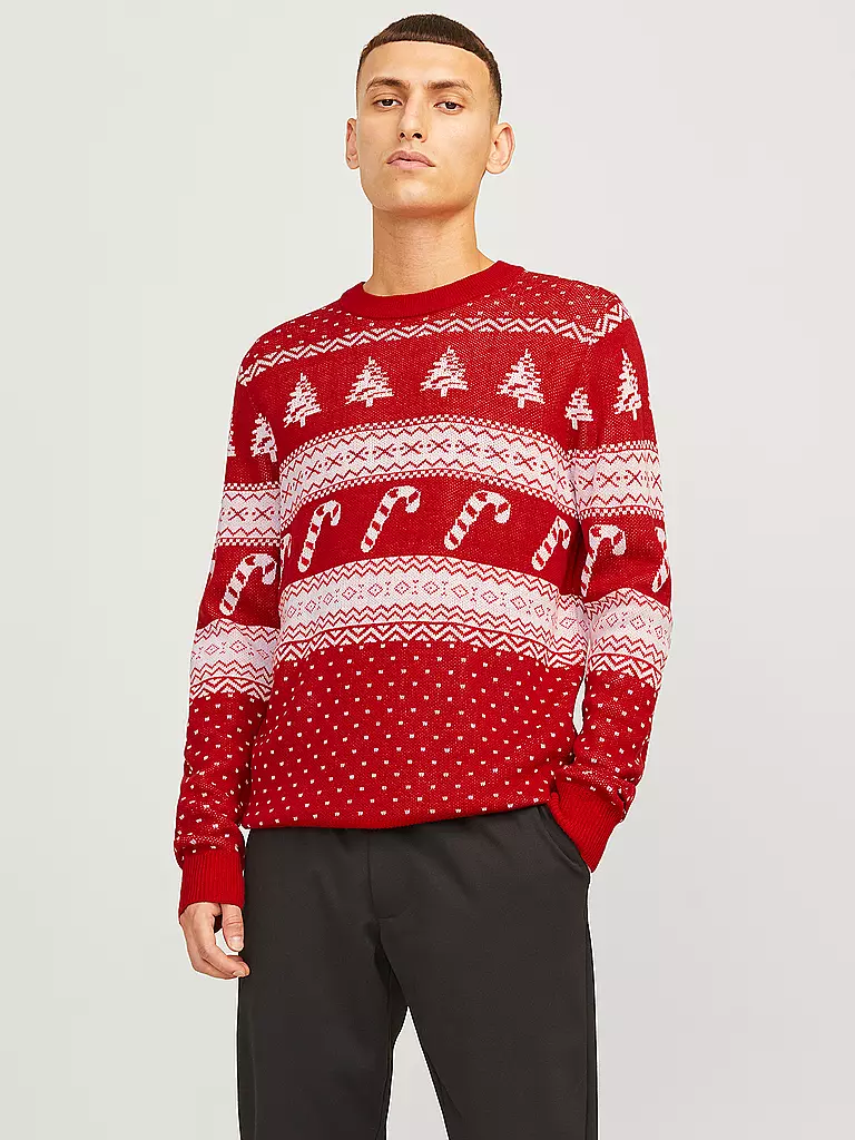 JACK & JONES | Pullover JJXMAS GABRIEL | dunkelrot