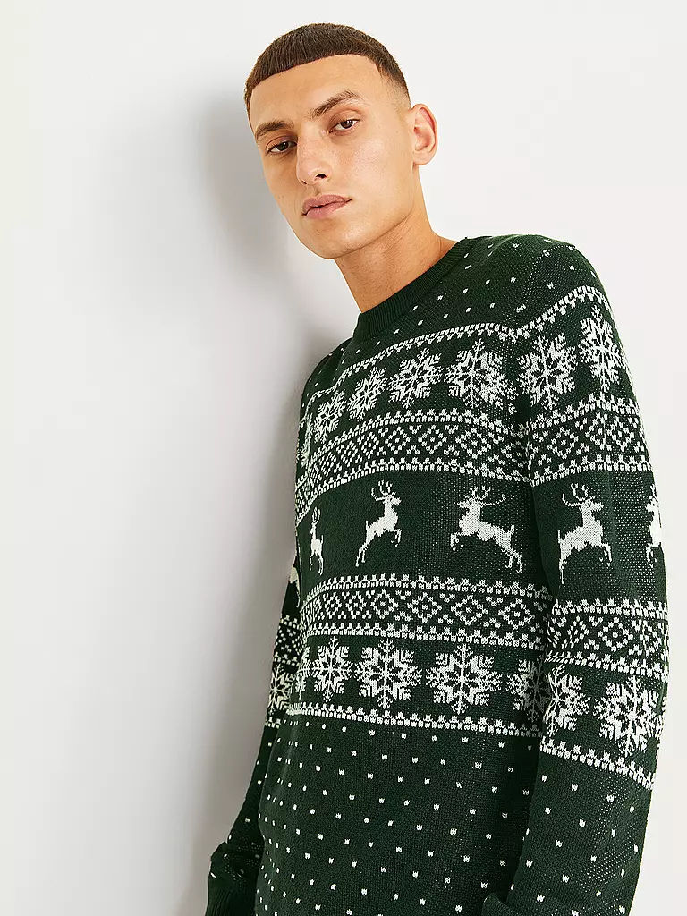 JACK & JONES | Pullover JJXMAS GABRIEL | dunkelgrün