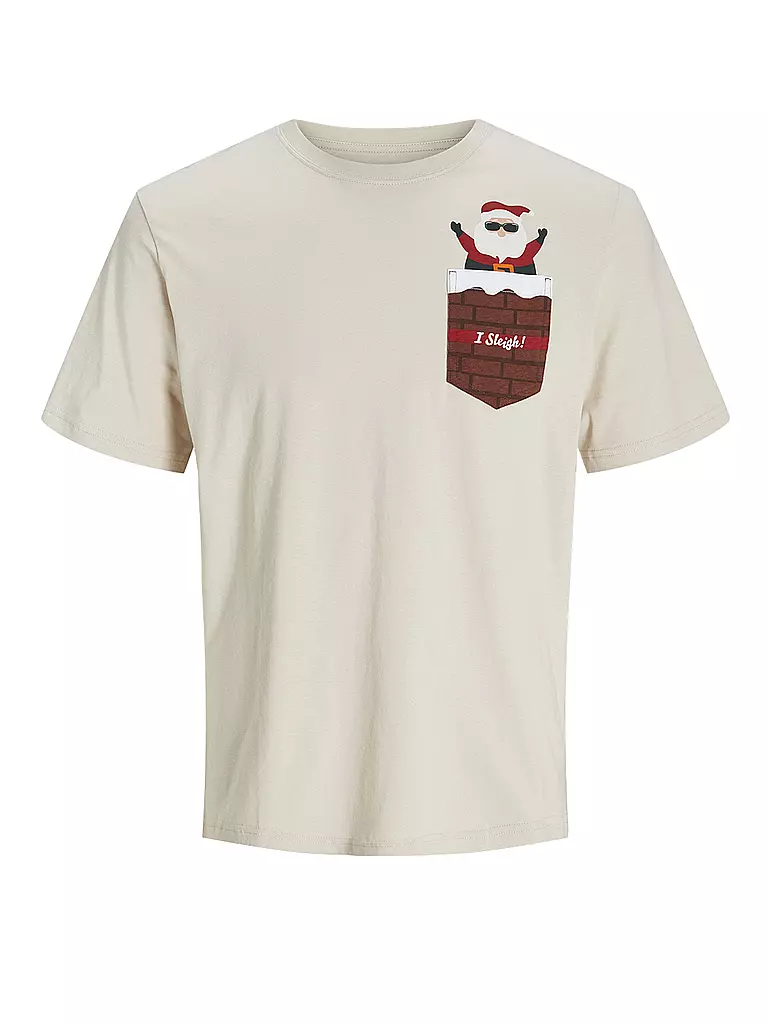 JACK & JONES | T-Shirt JJXMAS | beige