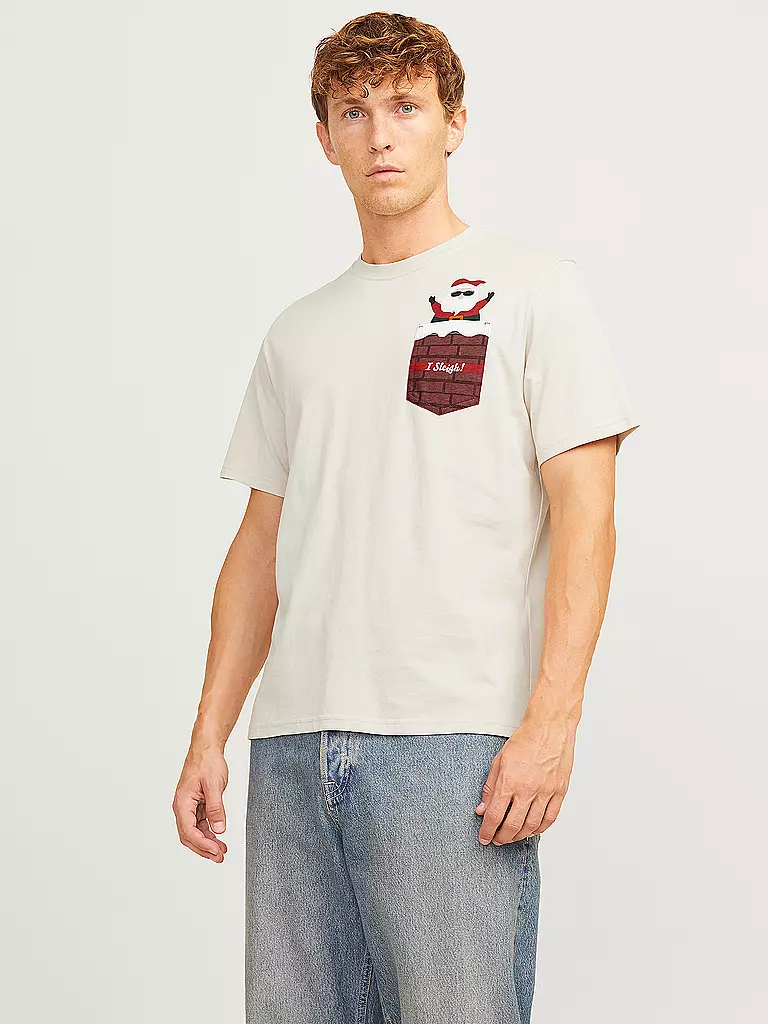 JACK & JONES | T-Shirt JJXMAS | beige