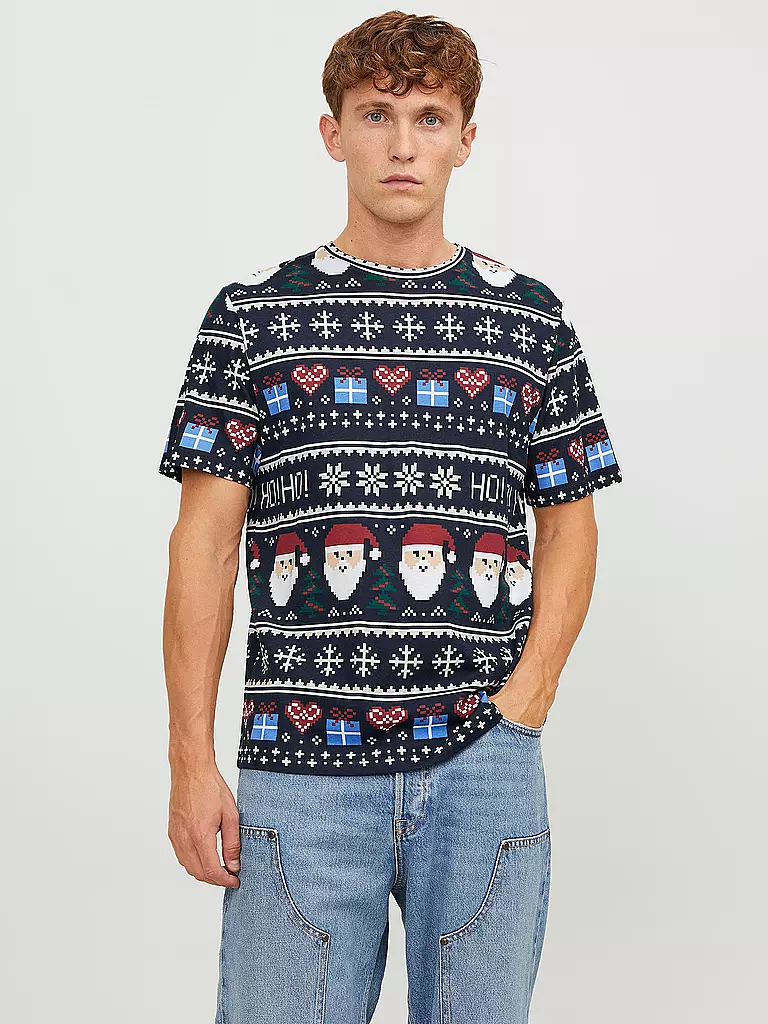 JACK & JONES | T-Shirt JORXMAS | dunkelblau