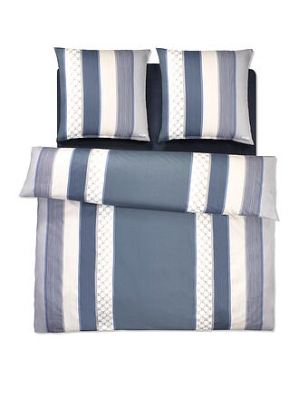 JOOP | Satin Bettwäsche Cornflower Stripes 2 x 70x90cm / 200x200cm Deep Coal