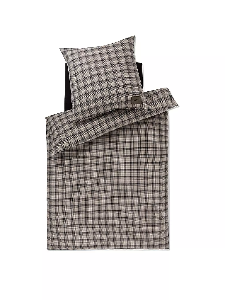 JOOP | Flanell Bettwäsche 70x90cm/140x200cm SOFT CHECKS Stone  | grau