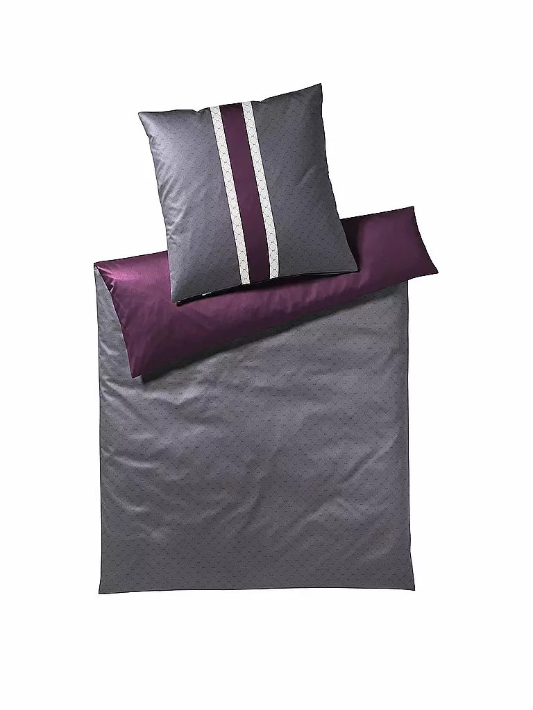 JOOP | Satin-Bettwäsche "Signature" 70x90cm / 140x200cm (Gloomy Dark) | beere