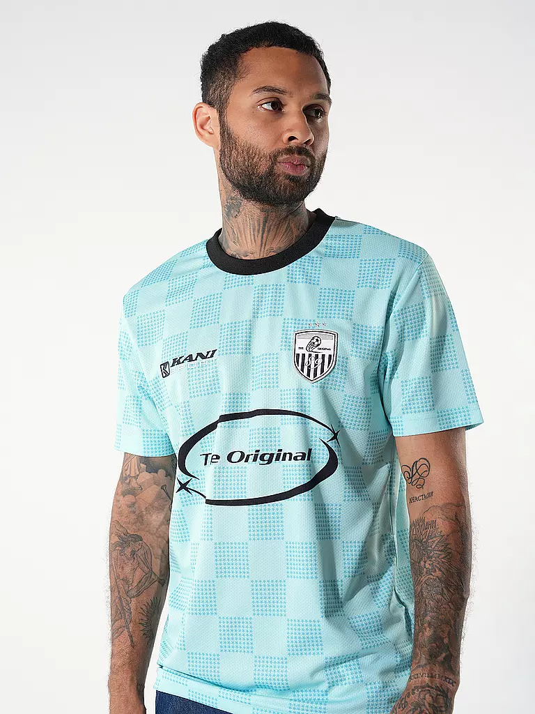 KARL KANI | T-Shirt SPORT STAR CHECK TRIKOT | hellblau