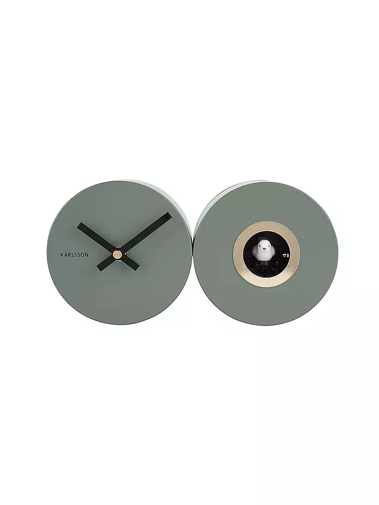 KARLSSON | Wanduhr CUCKOO DUO Jungle Green | hellgrau