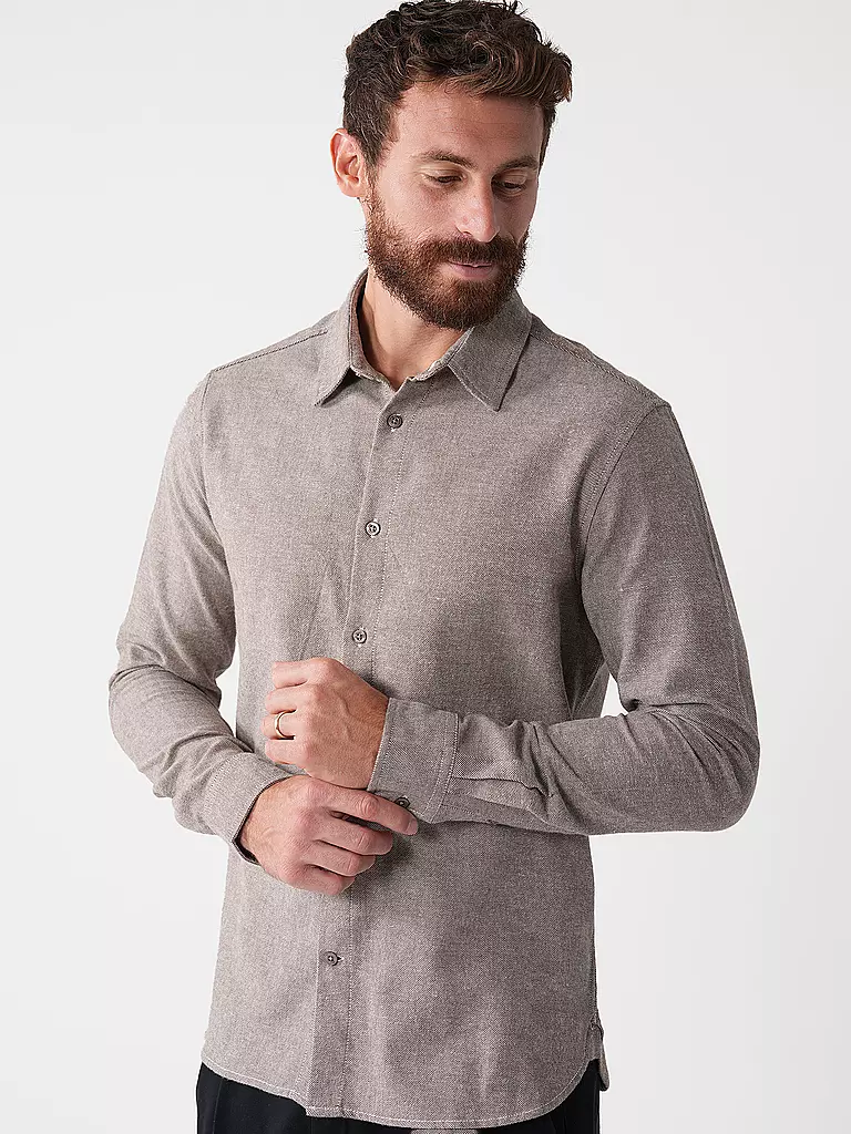 KNOWLEDGE COTTON APPAREL | Flanellhemd Slim Fit | grau