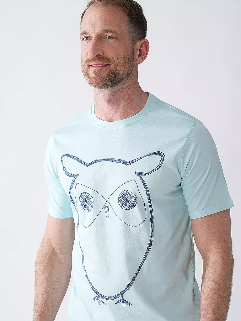 KNOWLEDGE COTTON APPAREL | T-Shirt BIG OWL | türkis