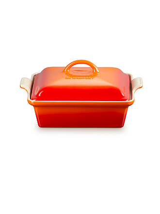 LE CREUSET | Auflaufform 23cm Tradition mit Deckel aus Steinzeug quadratisch Ofenrot