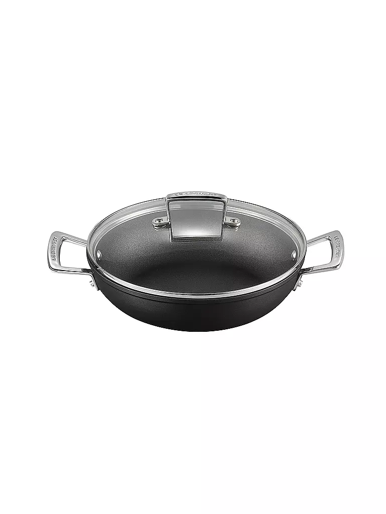 LE CREUSET | Aluminium-Antihaft Profipfanne mit Glasdeckel 24cm/2,3l Schwarz | schwarz