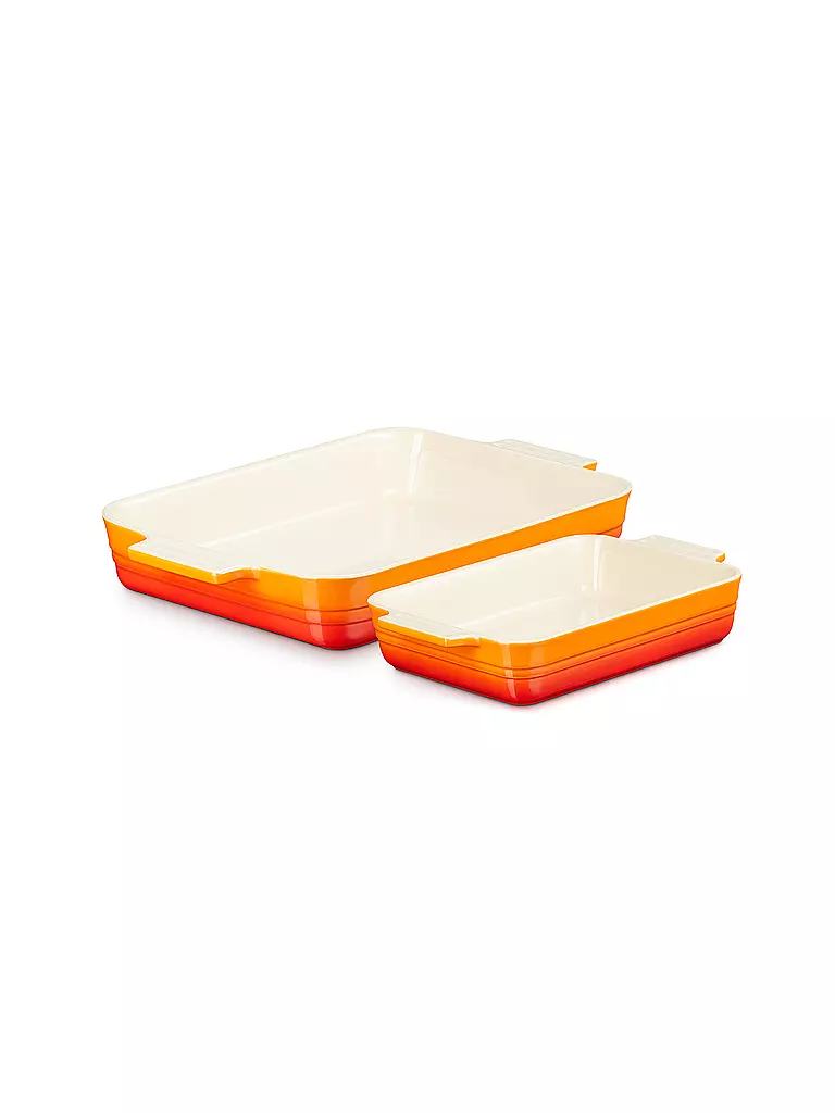 LE CREUSET | Auflaufform 2er-Set 25+32cm rechteckig KLASSIK Ofenrot | orange