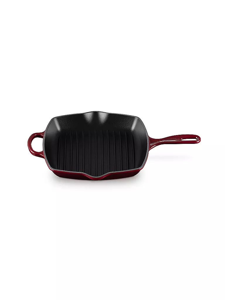 LE CREUSET | Grillpfanne quadratisch SIGNATURE 26x26cm Garnet | hellgrau