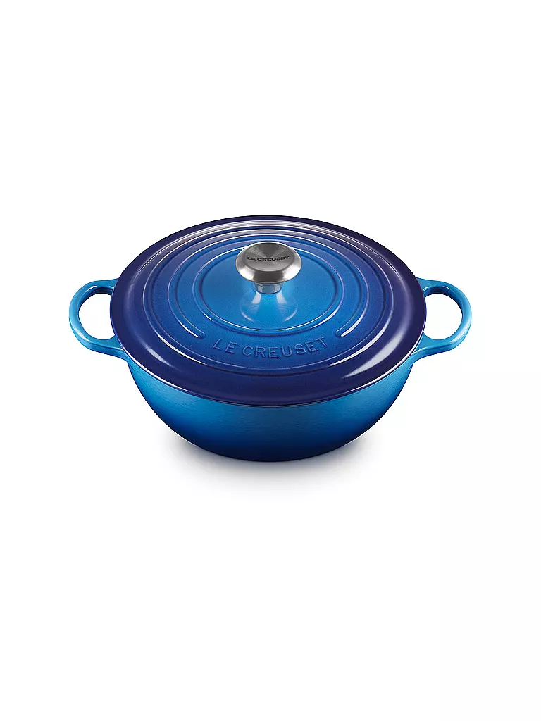 LE CREUSET | Gusseisen-Bräter mit Deckel 26cm LA MARMITE SIGNATURE Azure | creme