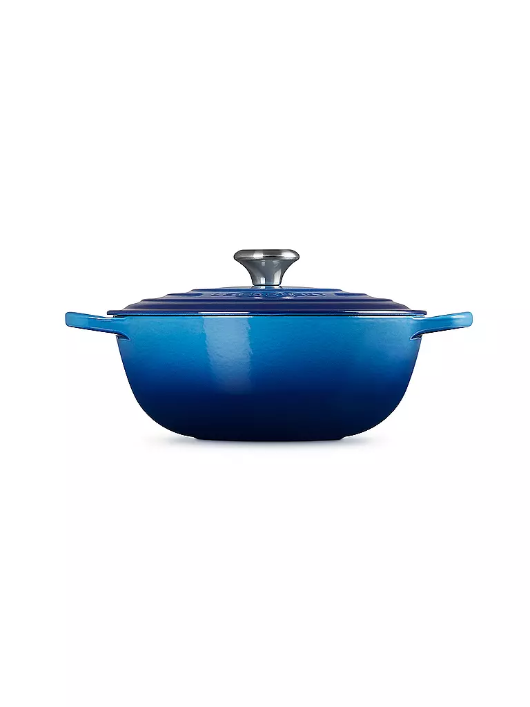 LE CREUSET | Gusseisen-Bräter mit Deckel 26cm LA MARMITE SIGNATURE Azure | creme