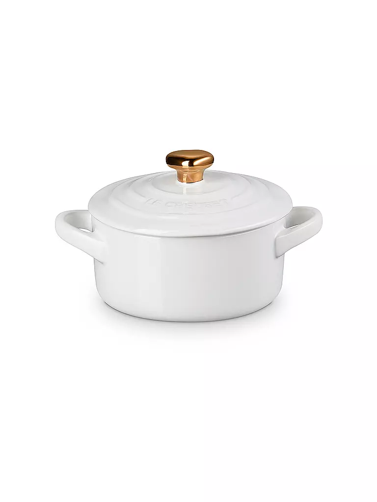 LE CREUSET | Mini Cocotte mit goldenem Herzknauf 10cm/0,25l White  | weiss