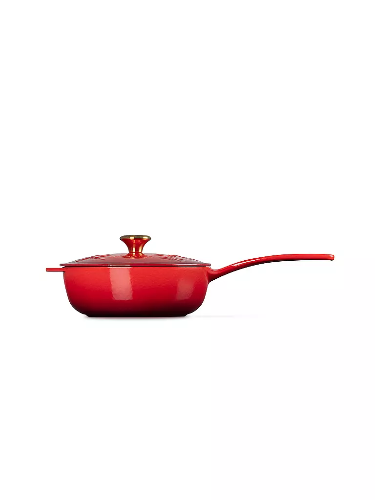 LE CREUSET | Stielkasserolle mit Deckel 21cm HOLLY Kirschrot | dunkelgrün