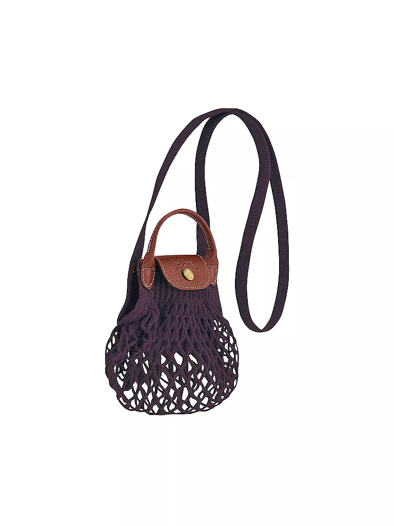 LONGCHAMP | Le Pliage Umhängetasche XSmall, Aubergine | creme