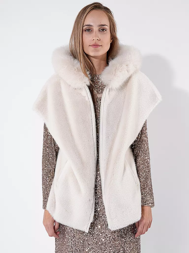 MARC CAIN | Jacke in Felloptik | creme