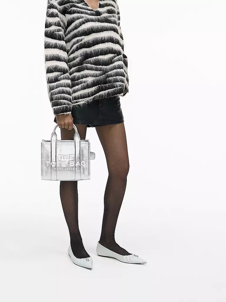 MARC JACOBS | Ledertasche - Tote Bag THE SMALL TOTE LEATHER | silber