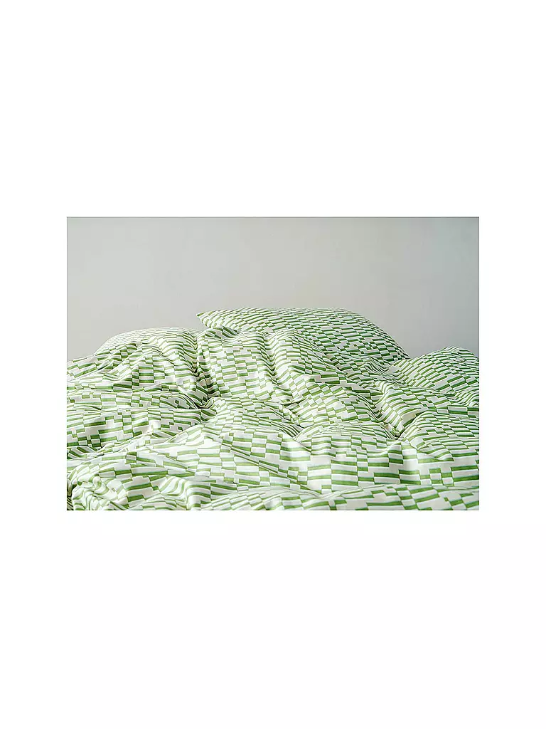 MARC O'POLO HOME | atin-Bettwäsche HARPA 70x90cm/140x200cm Fern Green | hellgrau