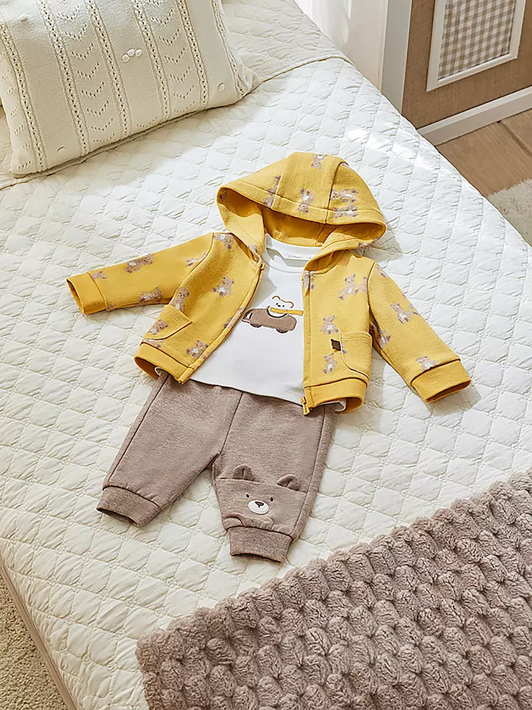 MAYORAL | Baby Set 3-teilig Sweatjacke, Langarmshirt und Hose | gelb