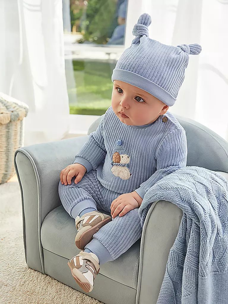 MAYORAL | Baby Set Mütze, Pullover, Hose 3-teilig   | hellblau