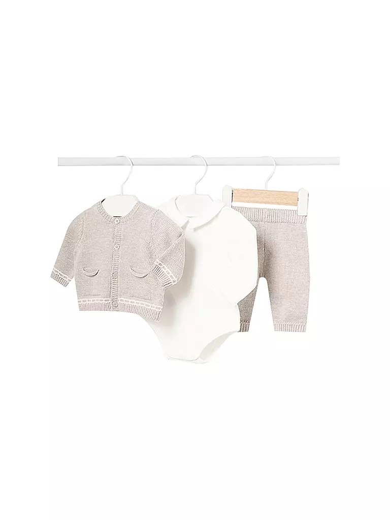 MAYORAL | Baby Set Strickjacke, Body ,Hose 3-teilg  | beige