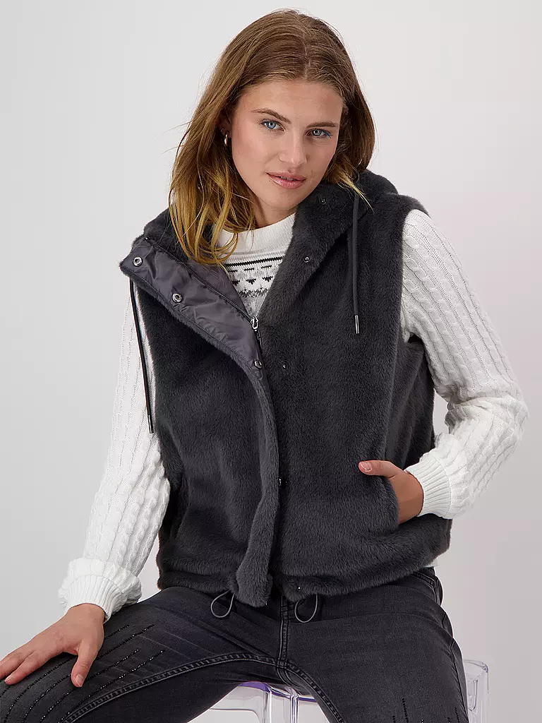 MONARI | Gilet in Felloptik  | grau