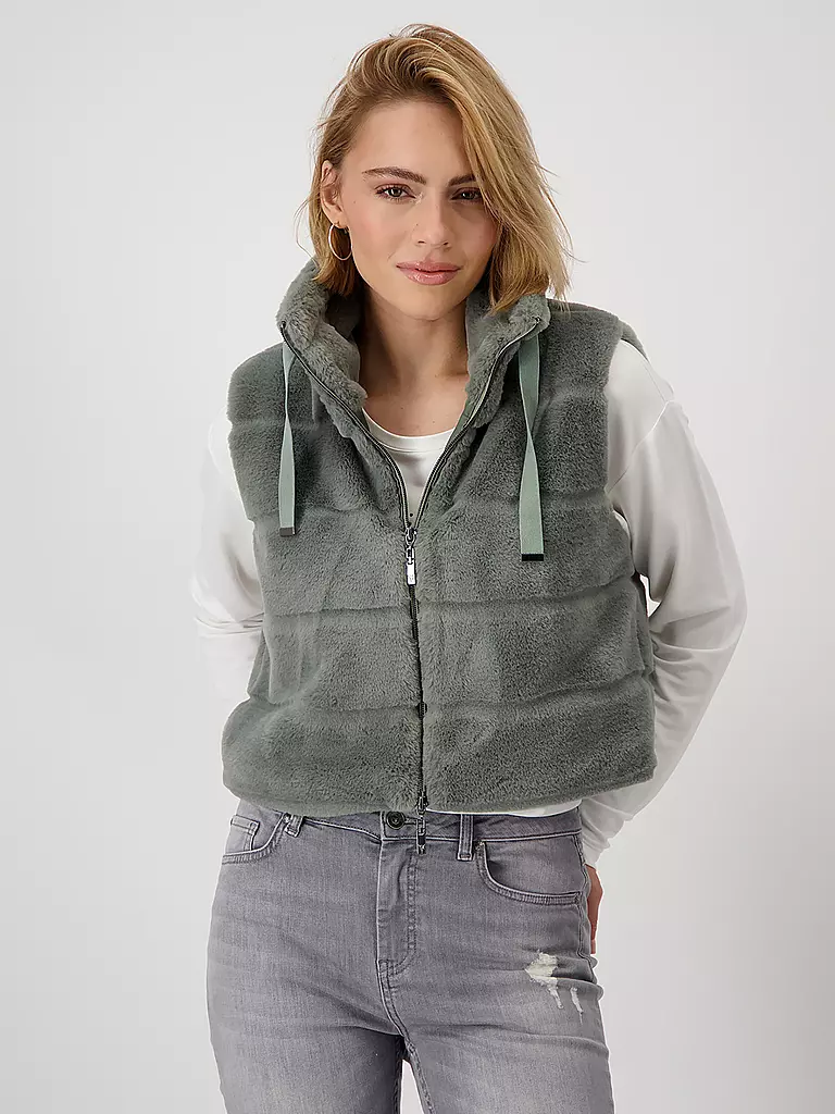 MONARI | Gilet in Felloptik  | grau