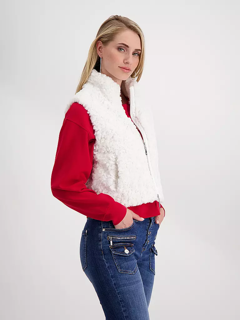 MONARI | Gilet in Felloptik  | creme