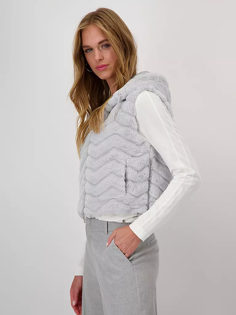 MONARI | Gilet in Felloptik | grau