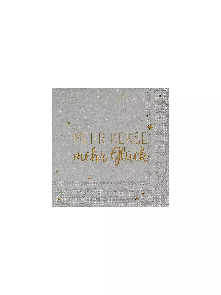 RAEDER | Weihnachts-Servietten 25x25cm MEHR KEKSE MEHR GLÜCK | hellgrau