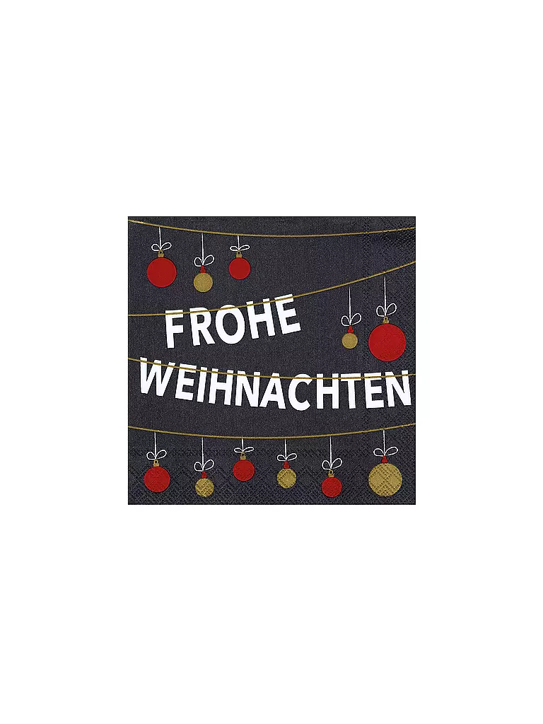 RAEDER | Weihnachts-Servietten 25x25cm WEIHNACHTSKUGELN  | schwarz