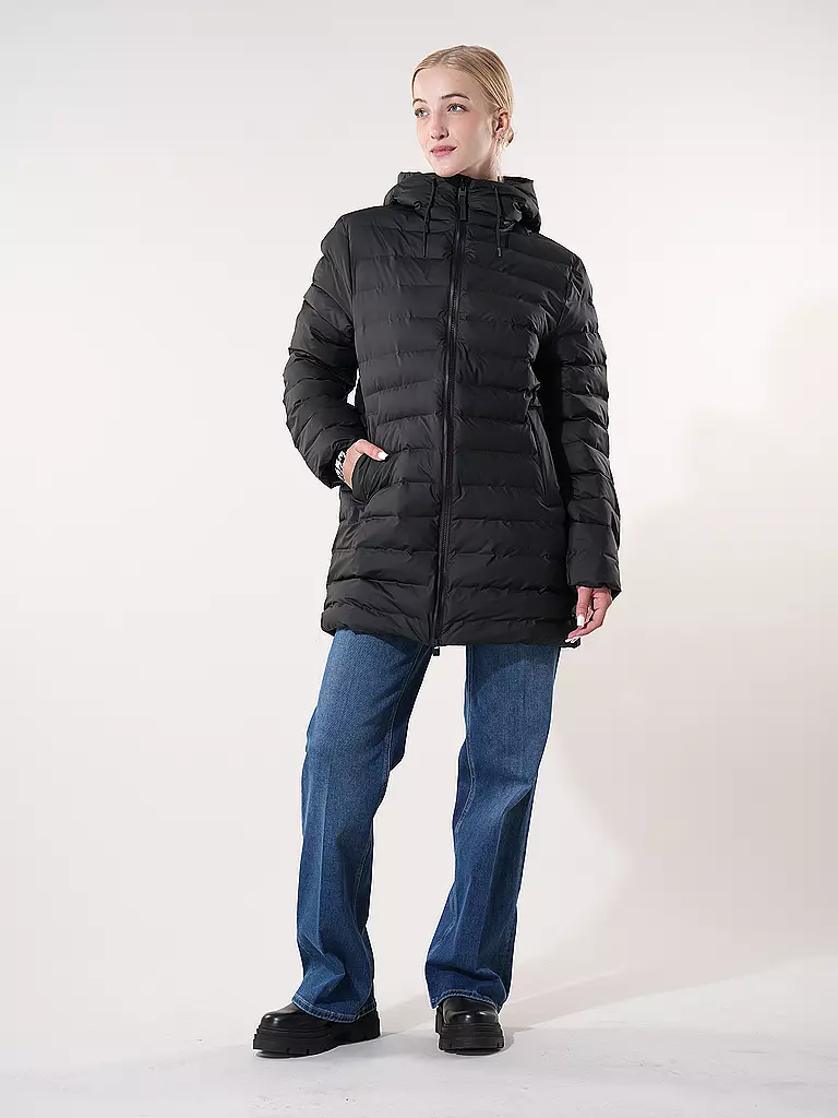 RAINS | Steppjacke LOHJA LONG PUFFER JACKET  | schwarz