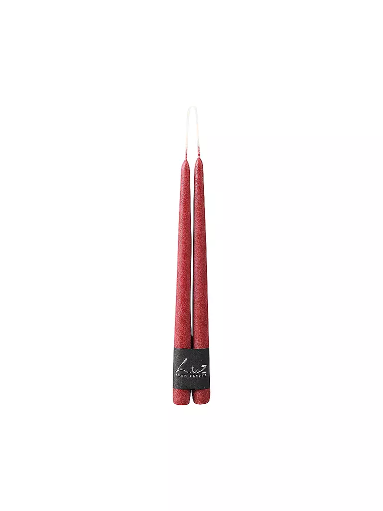 RASTELI | Paar Spitzkerzen "velours" - Luz Your Senses 30cm Rot | dunkelrot