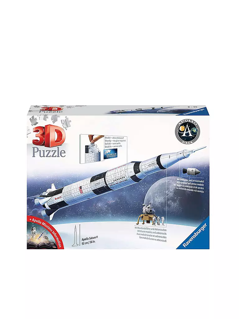 RAVENSBURGER | 3D Puzzle - Apollo Saturn V Rakete 440 Teile  | keine Farbe