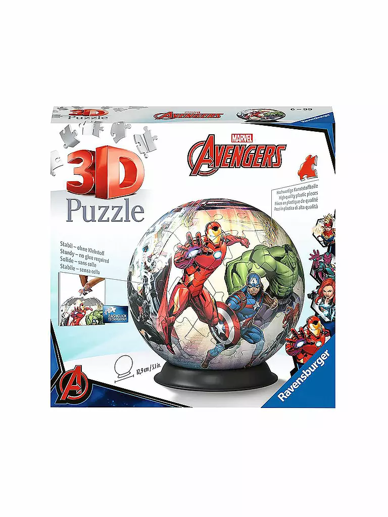 RAVENSBURGER | 3D Puzzle - Ball Marvel Avengers 72 Teile | keine Farbe