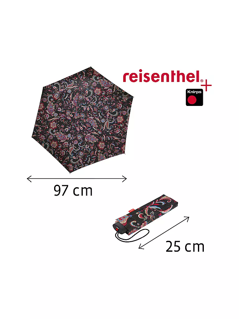 REISENTHEL | Taschenschirm - Umbrella Pocket Mini 97cm Paisley Black | schwarz