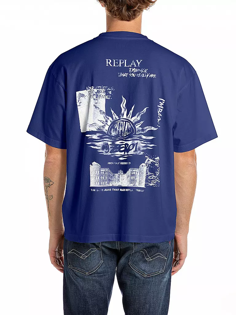 REPLAY | T-Shirt 9ZERO1 | blau