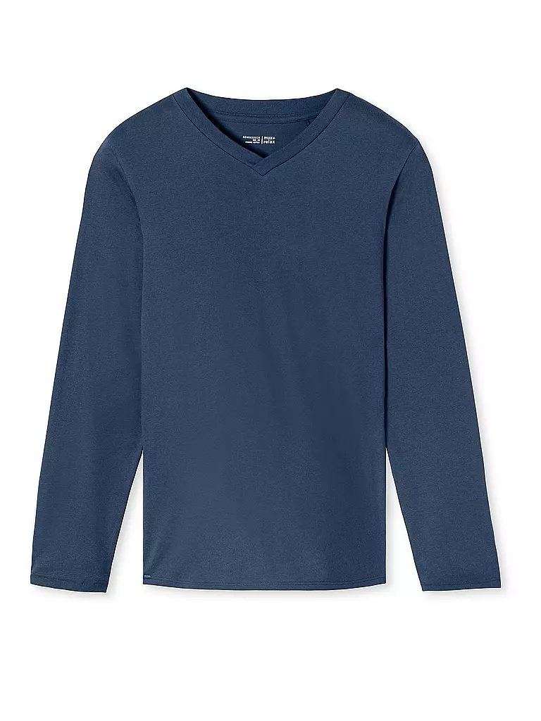 SCHIESSER | Pyjama Langarmshirt MIX + RELAX | blau