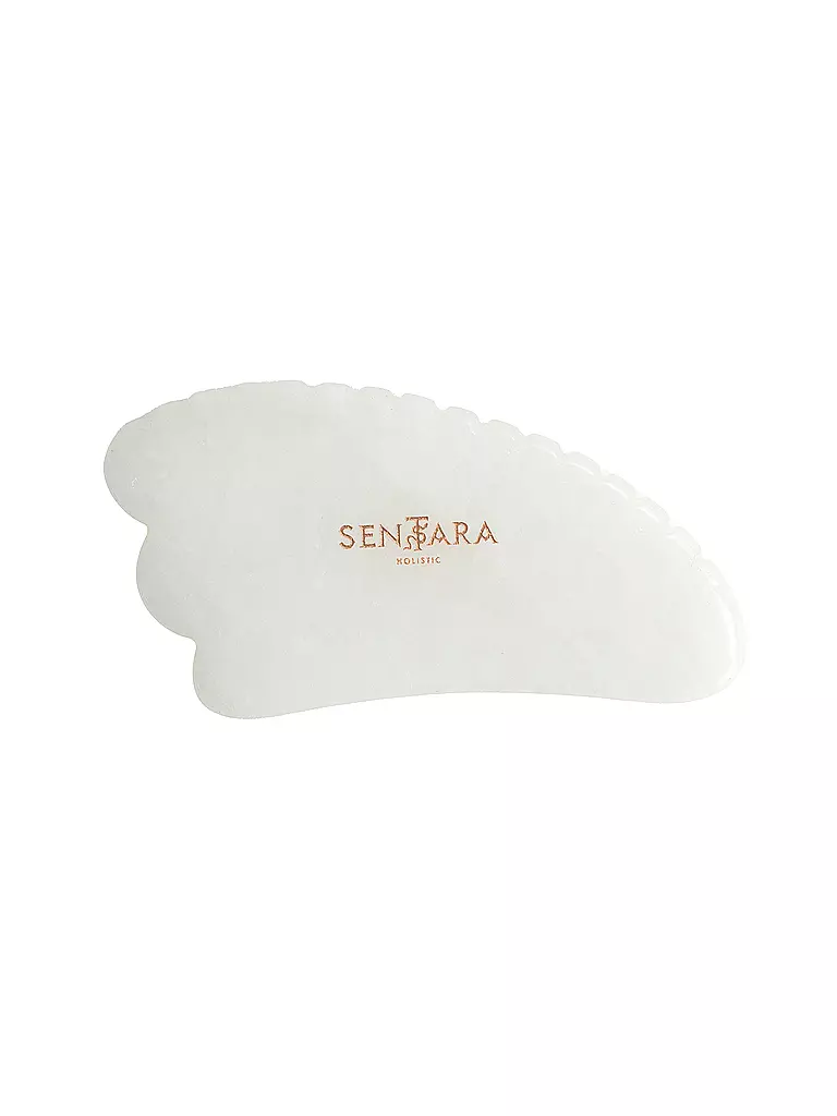 SENTARA Massagestein - Gua Sha Horn mit Zähnen Weisse Jade weiss