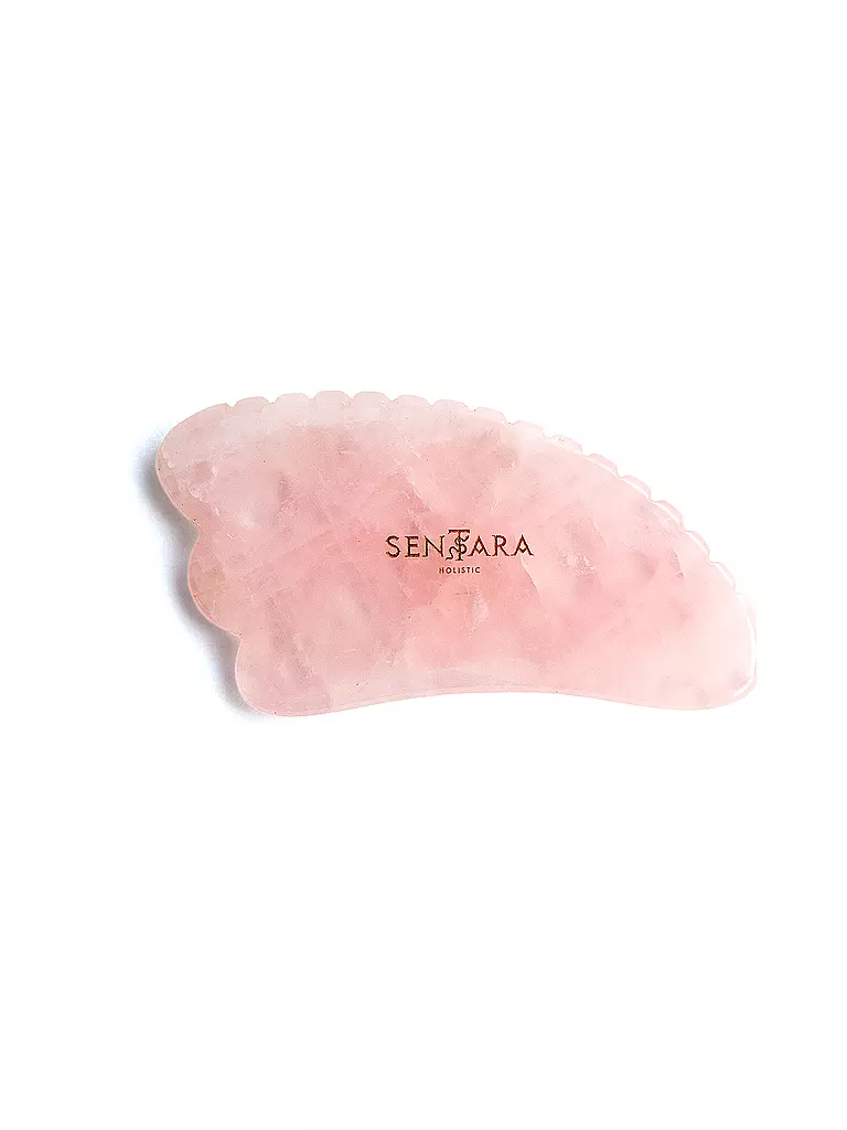 SENTARA | Massagestein - Gua Sha Horn mit Zahn Rose Quartz  | rosa