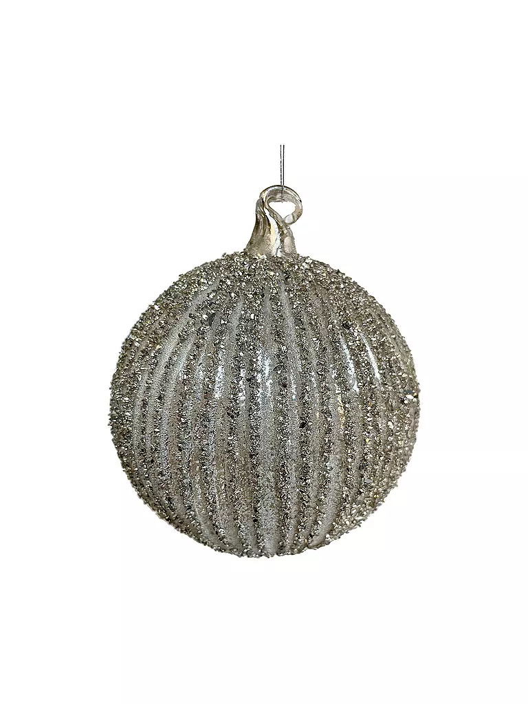 SHISHI | Weihnachtskugel - Glass ball lined antique | silber