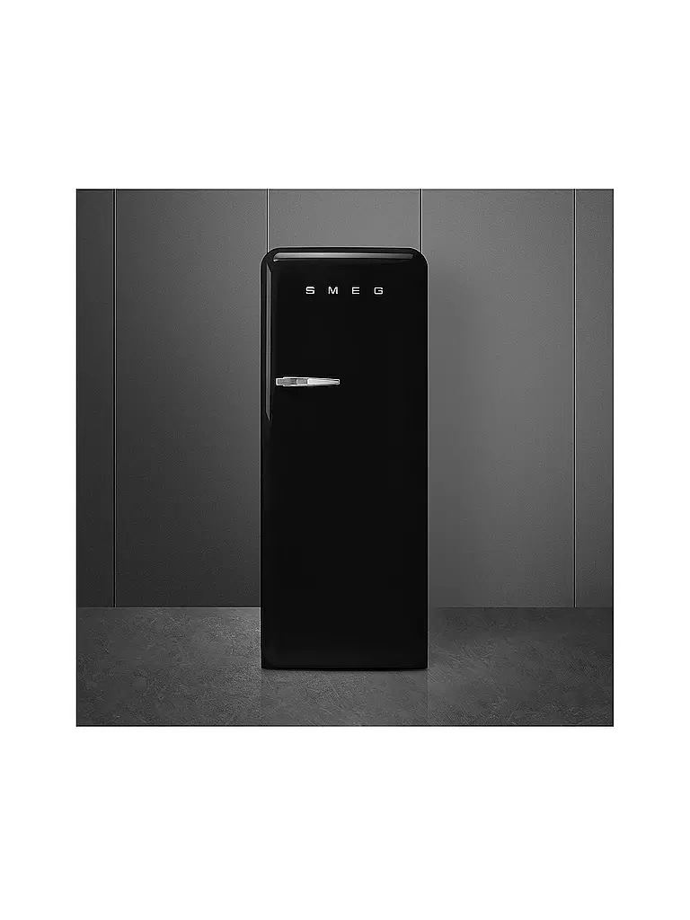 SMEG Kühlschrank mit Gefrierfach schwarz Style Retro FAB28RBL5 50s Schwarz