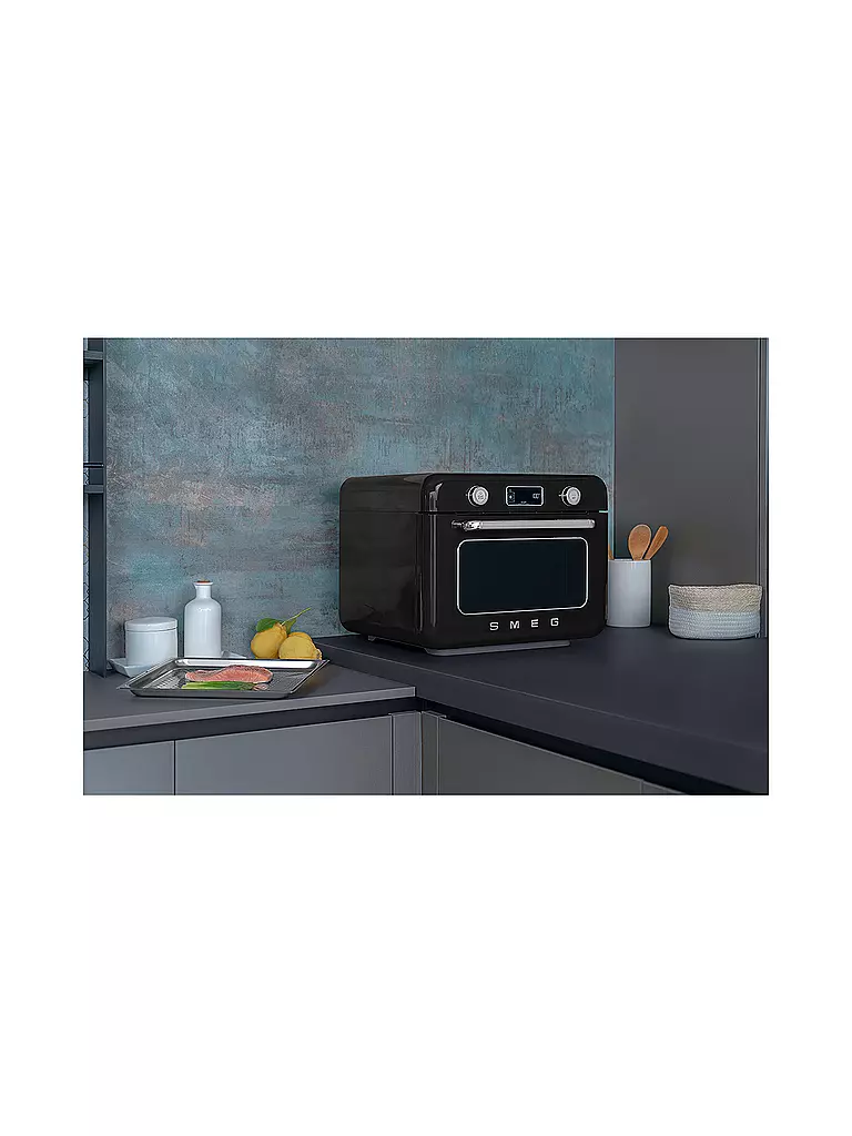 SMEG | Kombi-Tisch Dampfbackofen Schwarz | schwarz