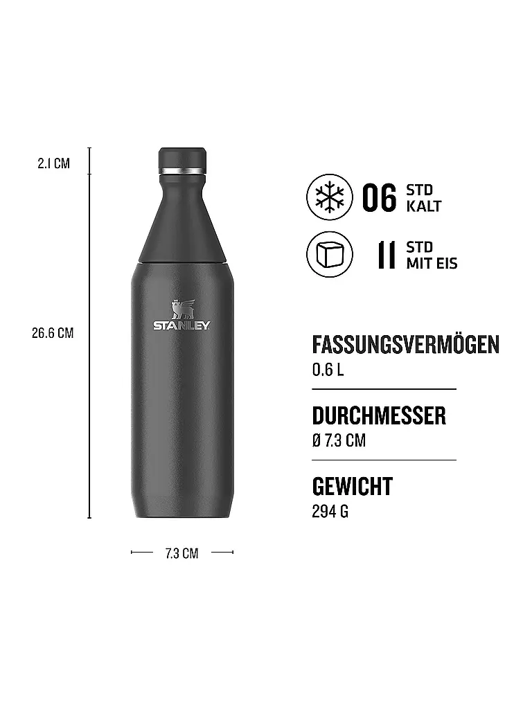 STANLEY | Isolierflasche - Thermosflasche ALL DAY SLIM BOTTLE 0,6l Black | grün